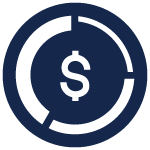 Circle with money inside, roll over funds icon